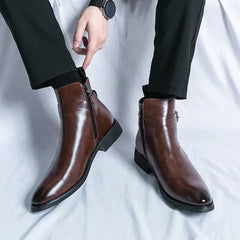 Sergio | Botines Chelsea de Cuero Hombre Cremallera Lateral