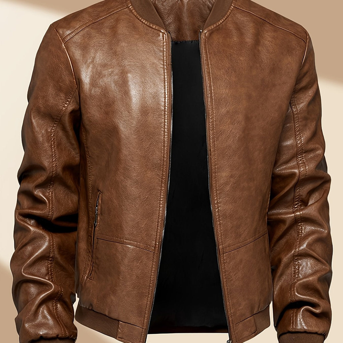 Sergio | Cazadora Bomber de Cuero PU Hombre Cremallera