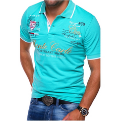 Sergio | Polo Estampado Gráfico Hombre Cuello Contraste Entallado