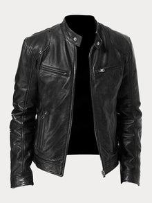 Sonia | Chaqueta de Cuero Biker Mujer Cuello Mao Cremalleras