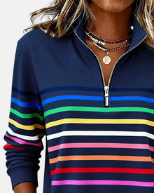 Isabel | Sudadera de Rayas Mujer Cuello Cremallera Manga Larga