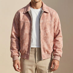 Tomás | Cazadora de Piel Hombre Bomber Cuello Solapa