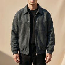 Tomás | Cazadora de Piel Hombre Bomber Cuello Solapa