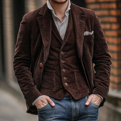 Unai | Blazer de Pana Hombre con Chaleco Vintage Smart Casual