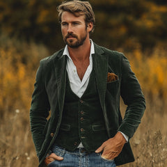 Unai | Blazer de Pana Hombre con Chaleco Vintage Smart Casual