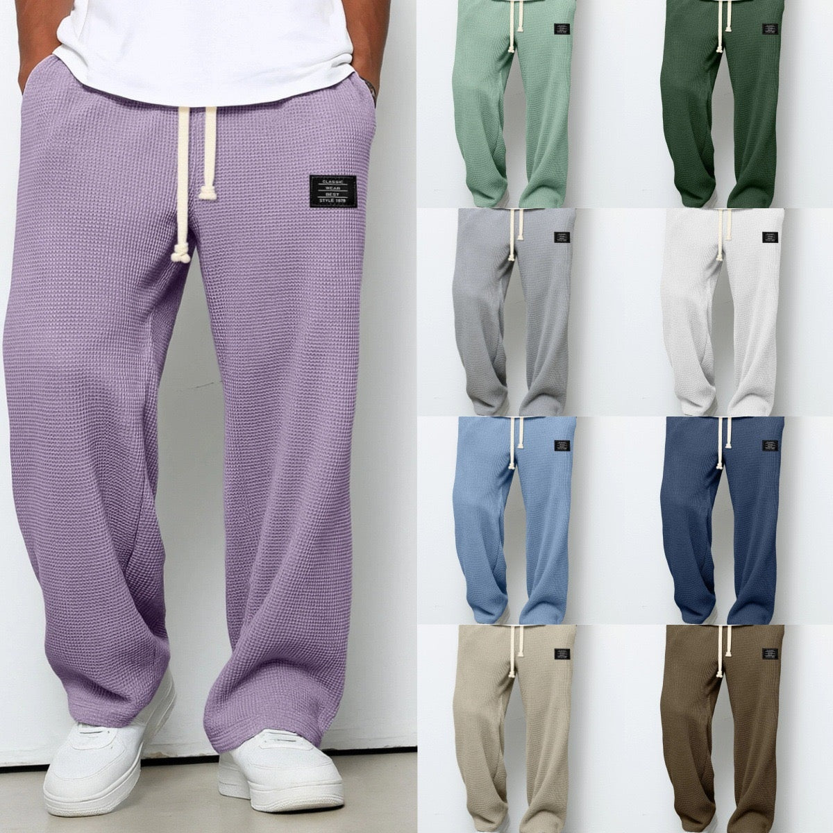 Unai | Pantalón Deportivo de Tejido Waffle Hombre Relaxed Fit Cordón