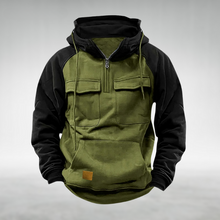 Unai | Sudadera con Cremallera Hombre Bicolor con Capucha Bolsillos Cargo