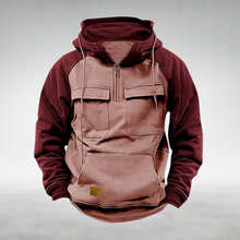 Unai | Sudadera con Cremallera Hombre Bicolor con Capucha Bolsillos Cargo