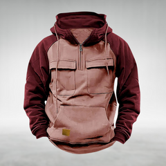 Unai | Sudadera con Cremallera Hombre Bicolor con Capucha Bolsillos Cargo