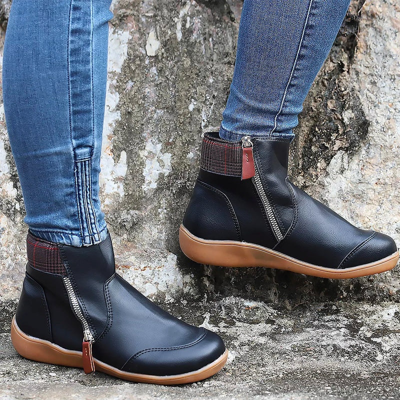 Uxía | Botines de Invierno Mujer Cremallera Lateral Suela Confort