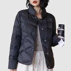Uxía | Chaqueta de Plumas Corta Mujer Cuello Alto Botones