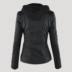 Uxía | Chaqueta Motera de Polipiel Mujer con Capucha