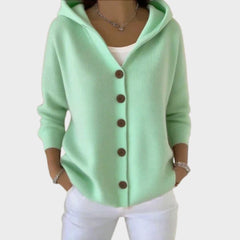 Uxía | Jersey Fino de Punto Mujer con Capucha Botonera
