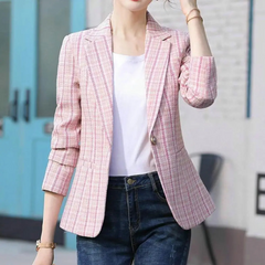 Vega | Blazer de Cuadros Mujer Ajustado Manga Larga
