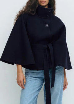 Vega | Capa de Paño con Cinturón Mujer Cuello Alto