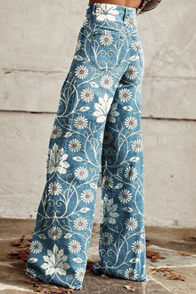 Vega | Pantalón Acampanado Estampado Floral Mujer Cintura Alta