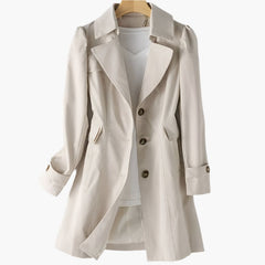 Vega | Trench Coat Largo Mujer Botones Solapa