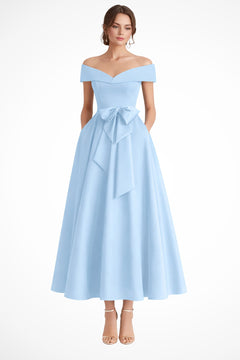 Esperanza | Vestido de Dama de Honor Hombros Descubiertos Mujer Cinturón