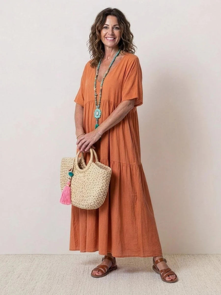 Esperanza | Vestido Largo de Fiesta Mujer Escote V Volantes