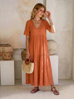 Esperanza | Vestido Largo de Fiesta Mujer Escote V Volantes