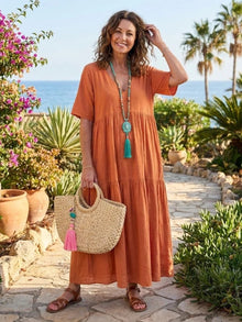 Esperanza | Vestido Largo de Fiesta Mujer Escote V Volantes
