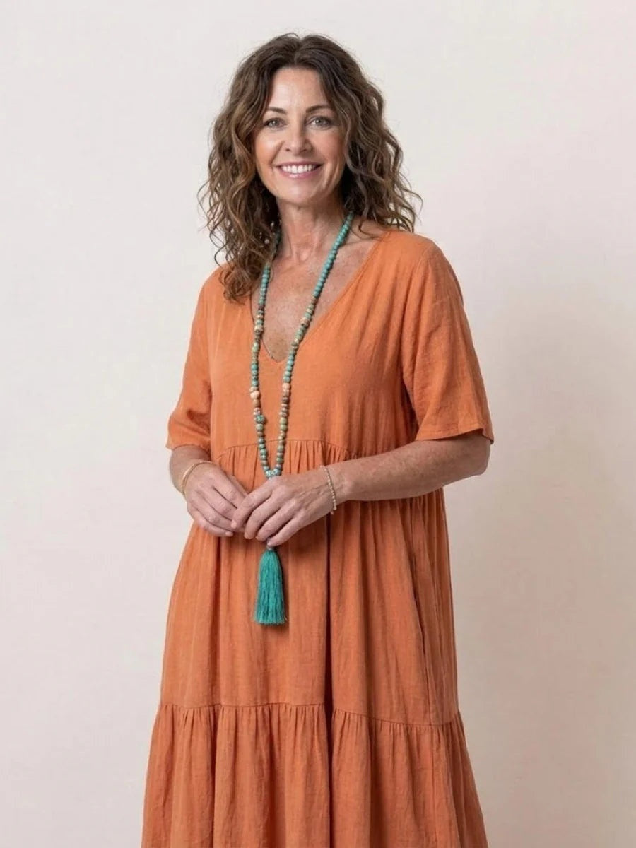 Esperanza | Vestido Largo de Fiesta Mujer Escote V Volantes