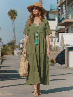 Esperanza | Vestido Largo de Fiesta Mujer Escote V Volantes