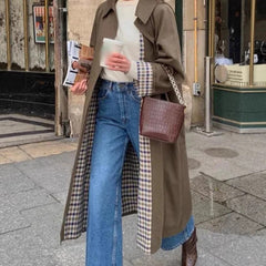 Yolanda | Gabardina Larga Mujer Oversize Forro de Cuadros