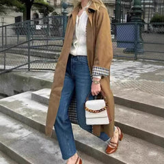 Yolanda | Gabardina Larga Mujer Oversize Forro de Cuadros